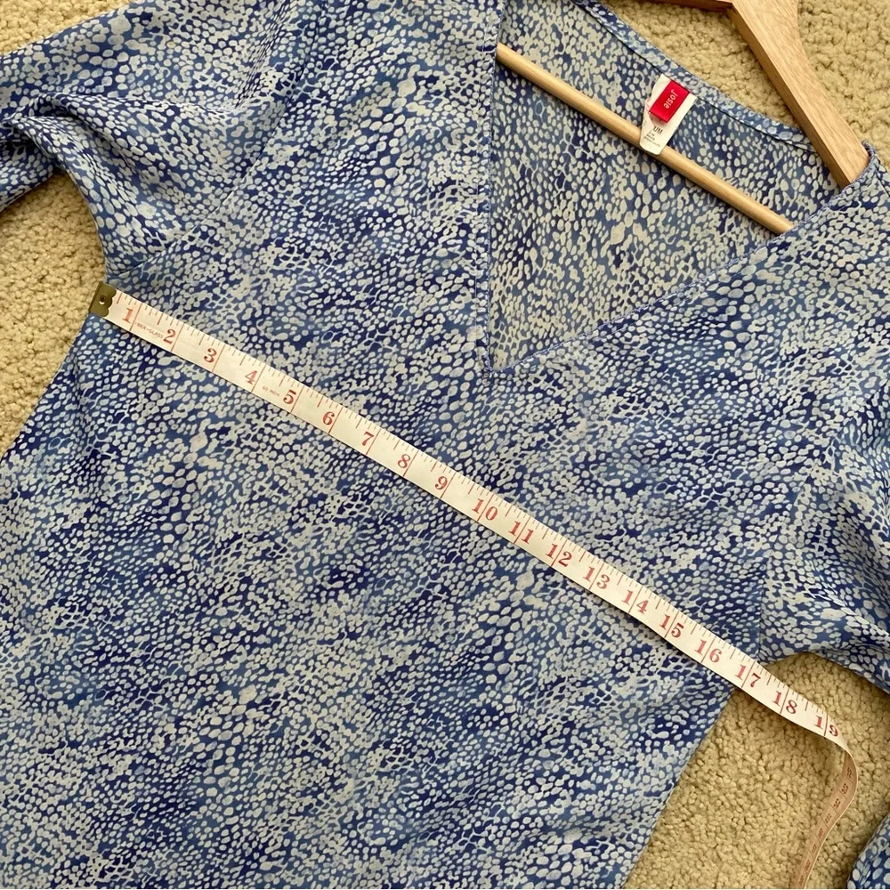 Natori Josie V Neck Long Sleeve Tunic Mini Dress Snake Animal Print Medium Blue